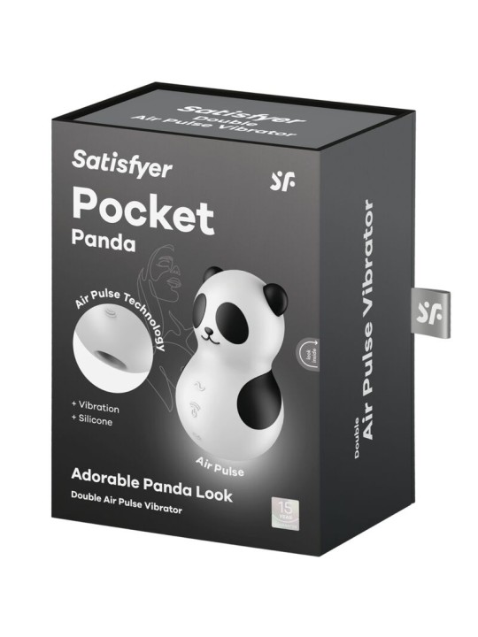 SATISFYER - POCKET PANDA STIMULATOR & VIBRATOR SCHWARZ WEISS