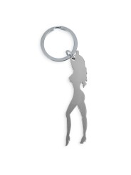 DIABLO PICANTE - LLAVERO CON SILUETA DE MUJER COLOR PLATA CON ABRIDOR 