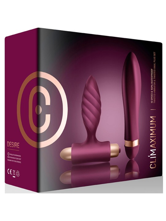 CLIMAXIMUM - KIT DESIRE VIBRADOR TORCIDO + PLUG ANAL