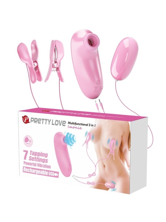 PRETTY LOVE - IMONIE KIT MULTIFUNCIONAL 3 EM 1 COM VENTOSA, MAMILOS E 