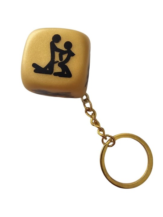 DIABLO PICANTE - CHAVEIRO DADO DOURADO COM POSES