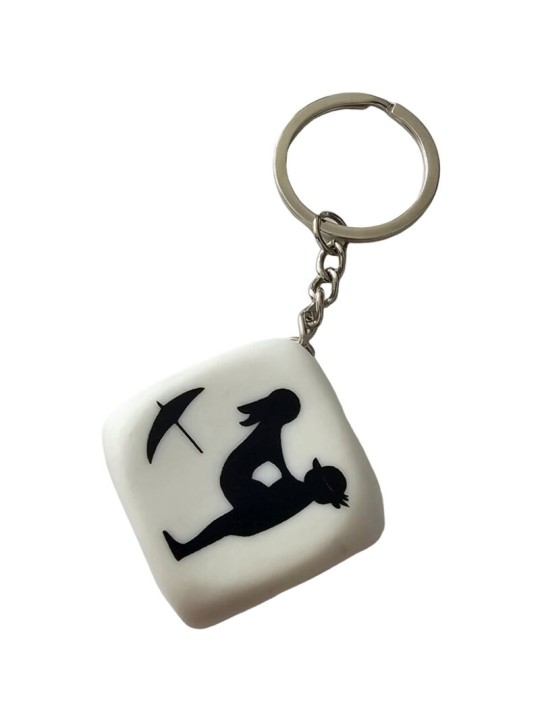 DIABLO PICANTE - WITTE Dobbelsteensleutelhanger met poses