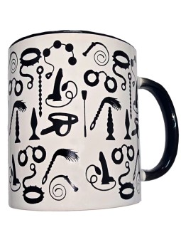 DIABLO PICANTE - TAZZA BONDAGE BIANCA CON MANICO NERO 370 ML