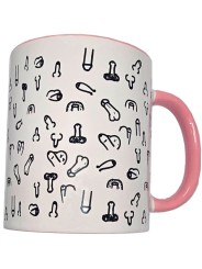 DIABLO PICANTE - CANECA PÊNIS BRANCA COM ALÇA ROSA 370 M