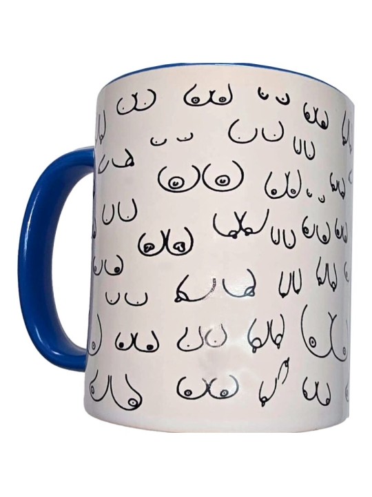 DIABLO PICANTE - WEISSE TITTEN-TASSE MIT BLAUEM HENKEL 370 ML