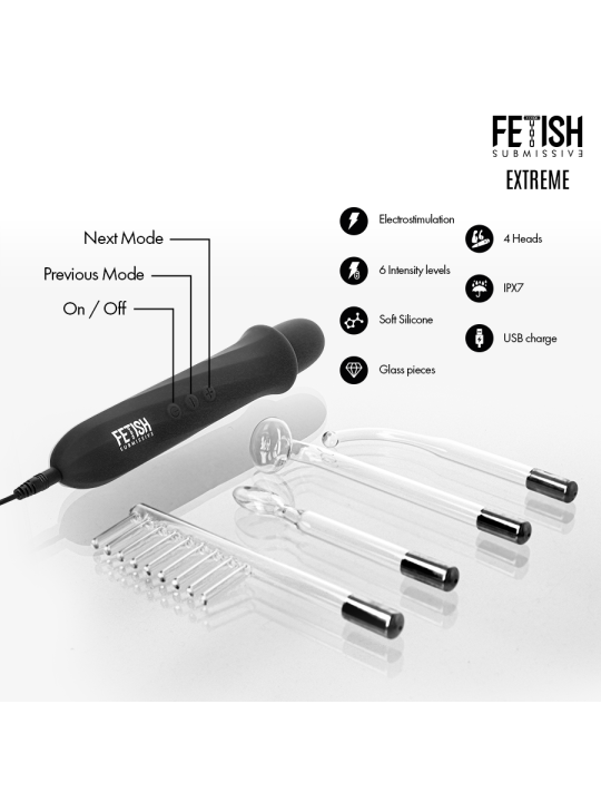 FETISH SUBMISSIVE - VIBRADOR WAND ELECTROESTIMULACIÓN ALTA FRECUENCIA