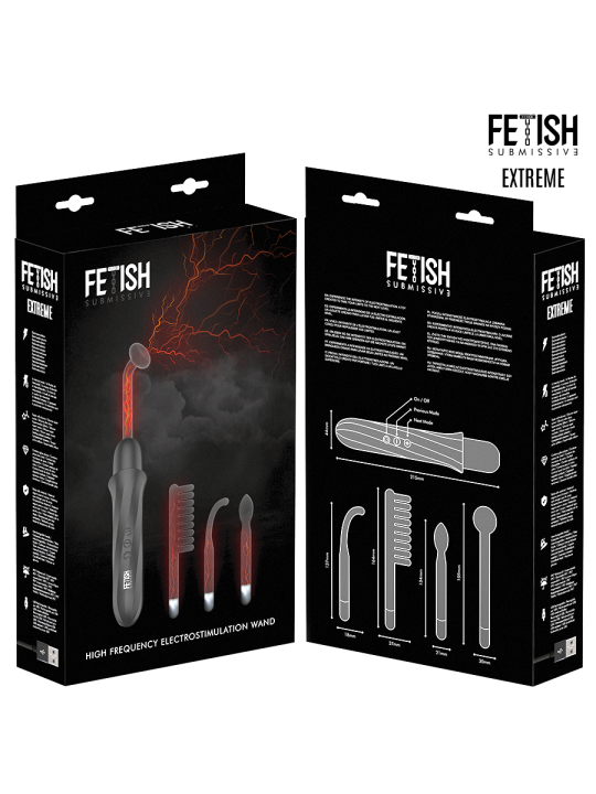 FETISH SUBMISSIVE - VIBRADOR WAND ELECTROESTIMULACIÓN ALTA FRECUENCIA