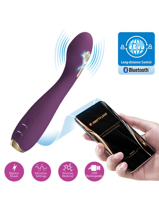 PRETTY LOVE - HECTOR VIBRADOR ELECTROSHOCK POR APP CONTROL ROXO