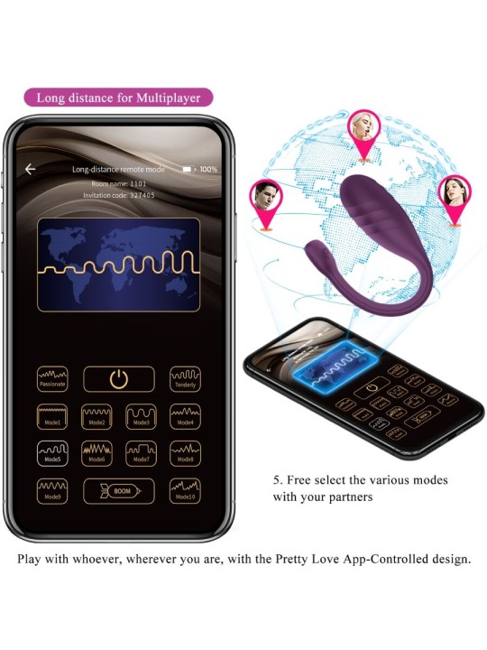 PRETTY LOVE - LEVIATHAN APP CONTROLLED VIBRATOR PURPLE