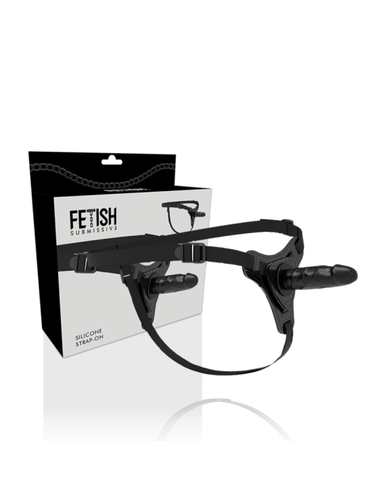 FETISH SUBMISSIVE HARNESS - REALISTISCH ZWART SILICONEN 15 CM