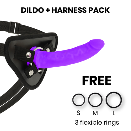 DELTA CLUB - SPEELGOED HARNAS + DILDO LILA MEDISCHE SILICONEN 17 CM -O