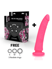 DELTA CLUB - TOYS DILDO + ARNES ROSA SILICONA MEDICA 20 CM -O- 4 CM