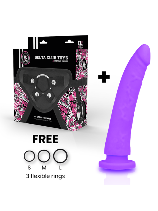 DELTA CLUB - BRINQUEDOS ARNES + DONG PURPLE SILICONE 20 CM -O- 4 CM