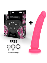 DELTA CLUB - ARNÊS BRINQUEDOS + DONG ROSA SILICONE 23 CM -O- 4.5 CM