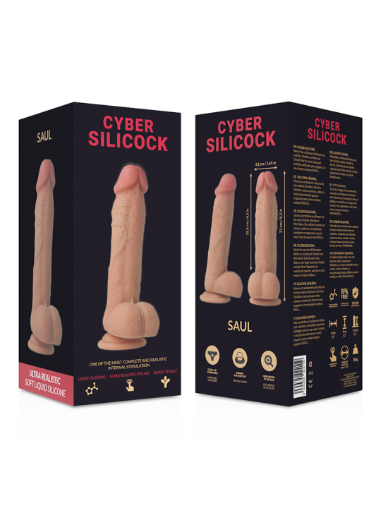 CYBER SILICOCK - STRAP-ON SAUL SILICONE LÍQUIDO COM 3 ANÉIS GRTIS 15.5