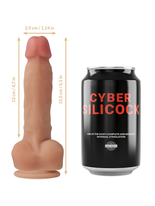 CYBER SILICOCK - STRAP-ON ANSEL WITH 3 RINGS FREE 15.5 CM -O- 2.9 CM