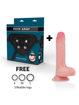 ROCKARMY - HARNESS + LIQUID SILICONE PREMIUM MUSTANG REALISTIC 18 CM -