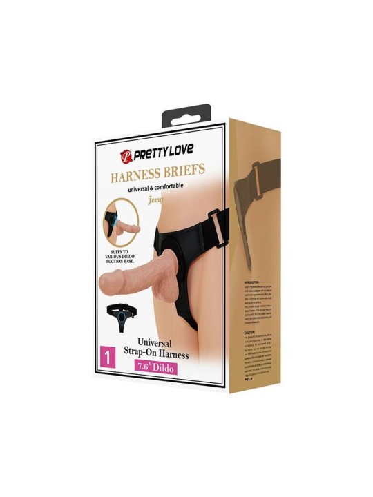 PRETTY LOVE - HARNAS BRIEFS UNIVERSEEL HARNAS MET JERRY DILDO 21,8 CM 