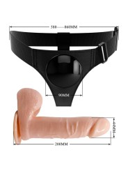 PRETTY LOVE - HARNESS BRIEFS ARNÉS UNIVERSAL CON DILDO TOM 20 CM NATUR