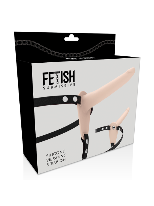 FETISH SUBMISSIVE HARNESS - HAUTFARBENES SILIKONVIBRATOR 15 CM