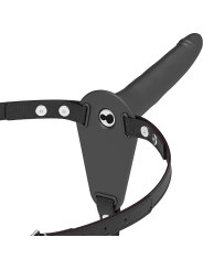 FETISH SUBMISSIVE HARNESS - BLACK SILICONE VIBRATOR 15 CM