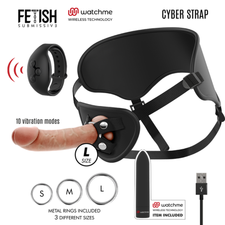 FETISH SUBMISSIVE CYBER STRAP - ARNÉS CON DILDO Y BALA CONTROL REMOTO 