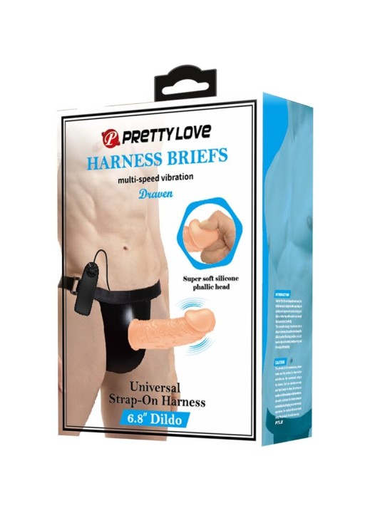 PRETTY LOVE - HARNESS BRIEFS WITH VIBRATION DILDO INCLUDED
