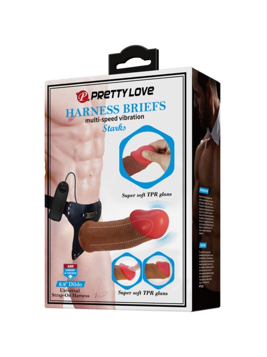 PRETTY LOVE - STARKS HARNESS BRIEFS MULTI-SPEED VIBRATIE DILDO 17,5 CM