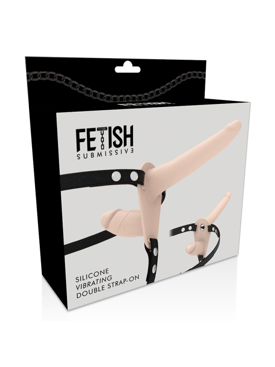 FETISH SUBMISSIVE HARNESS - DUBBELE PENETRATIE VLEES-OMHOOG VIBRATOR