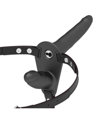 FETISH SUBMISSIVE HARNESS - VIBRATEUR NOIR DOUBLE PÉNÉTRATION
