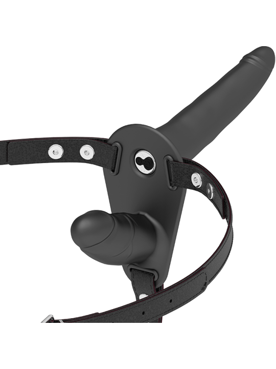 FETISH SUBMISSIVE HARNESS - DOUBLE PENETRATION BLACK VIBRATOR