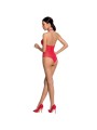 PASSION - FEMME BS088 BODYSTOCKING ROUGE TAILLE UNIQUE