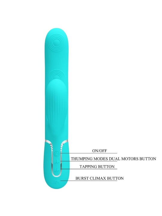 PRETTY LOVE - PERLITA MULTIFUNCTION 3 IN 1 G-SPOT VIBRATOR AQUA GREEN