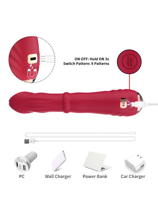 ARMONY - THERMO-ADJUSTABLE POINT A STIMULATOR VIBRATOR DILDO RED