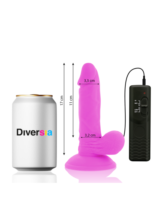 DIVERSIA - FLEXIBLER VIBRIERENDER DILDO LILA 17 CM -O- 3.3 CM