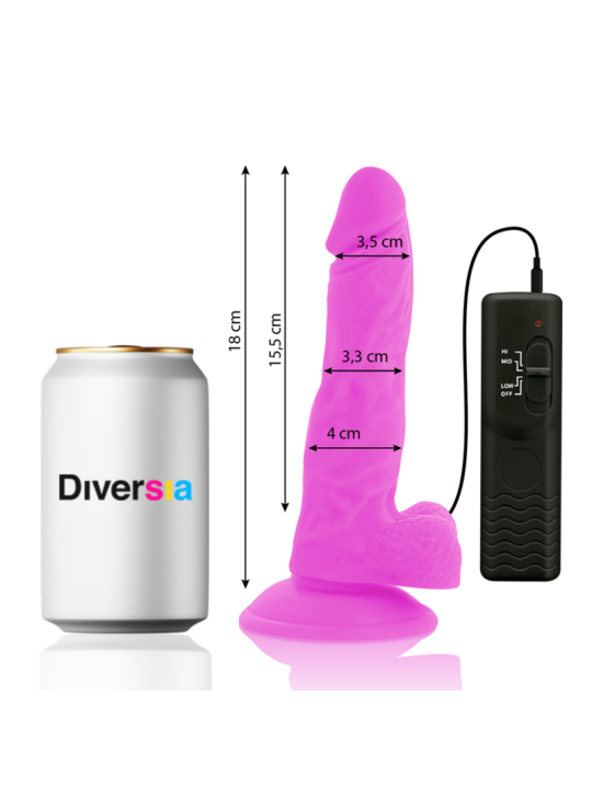 DIVERSIA - FLEXIBLER VIBRIERENDER DILDO LILA 18 CM -O- 4 CM