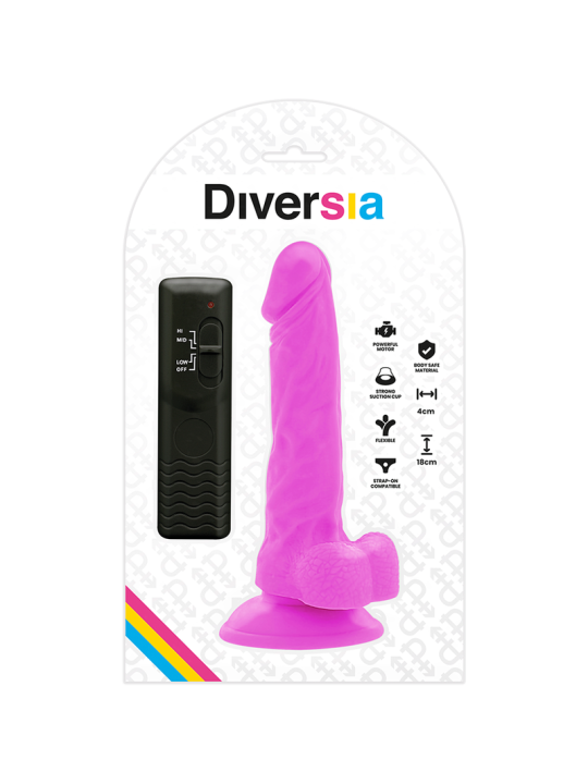 DIVERSIA - FLEXIBLER VIBRIERENDER DILDO LILA 18 CM -O- 4 CM
