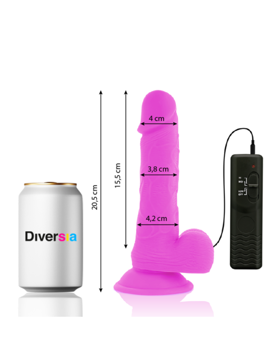 DIVERSIA - FLEXIBELE VIBRERENDE DILDO LILA 20,5 CM -OF- 4,2 CM
