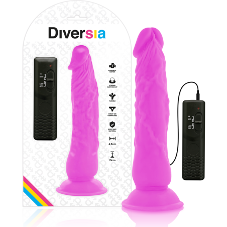 DIVERSIA - FLEXIBELE VIBRERENDE DILDO LILA 21 CM -OF- 4.9 CM