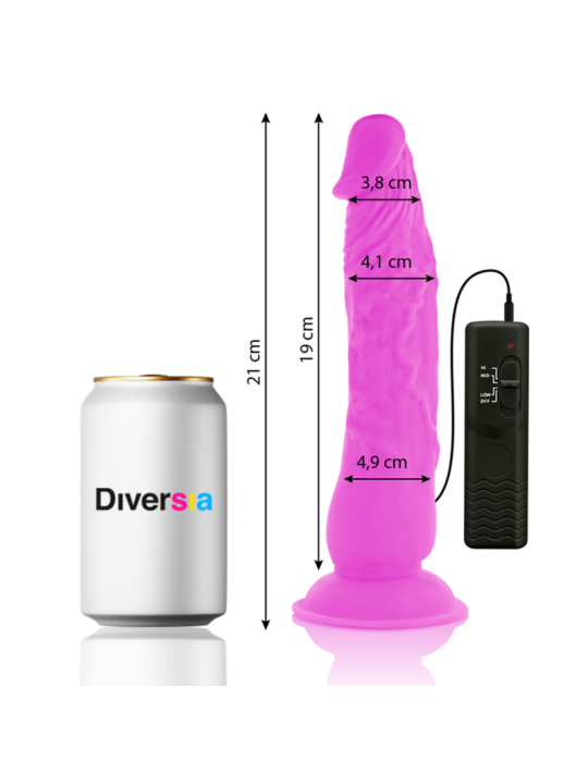 DIVERSIA - FLEXIBELE VIBRERENDE DILDO LILA 21 CM -OF- 4.9 CM