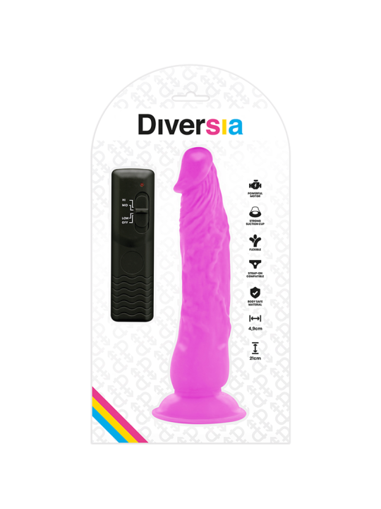 DIVERSIA - FLEXIBELE VIBRERENDE DILDO LILA 21 CM -OF- 4.9 CM