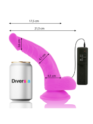 DIVERSIA - FLEXIBELE VIBRERENDE DILDO LILA 21,5 CM -OF- 4,5 CM