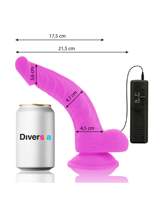 DIVERSIA - DILDO REALÍSTICO FLEXIBLE CON VIBRACIÓN LILA 21.5 CM -O- 4.